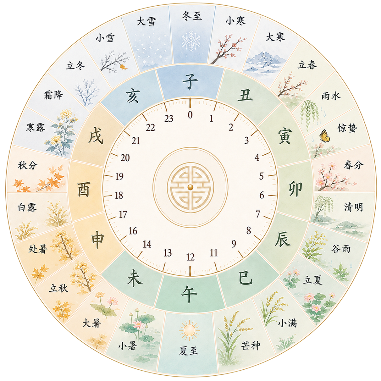 二十四節氣與十二地支時間盤